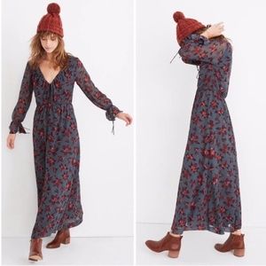 Madewell Willowleaf Tie-Sleeve Maxi Dress in Winter Orchid